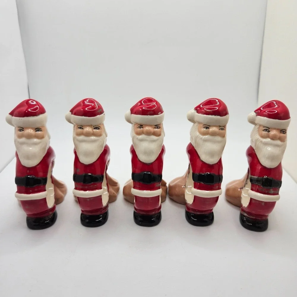 Vintage Santa Claus Ceramic Napkin Rings Set of 5 Christmas Holiday‎ Table Decor